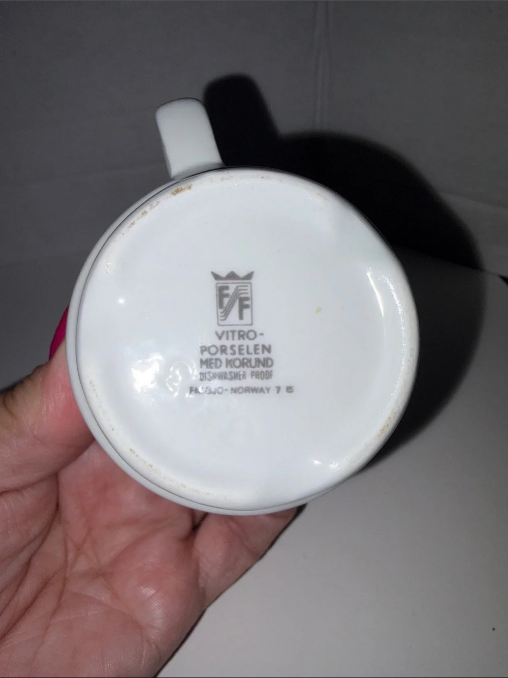 Vitro White Ceramic Creamer with Blue and Gold Floral Pattern
